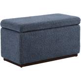 Blanche Ottoman in Dark Grey Sherpa Fabric & Walnut Finish