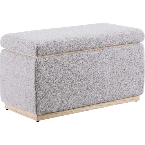 Blanche Ottoman in Light Grey Sherpa Fabric & Wood