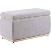 Blanche Ottoman in Light Grey Sherpa Fabric & Wood