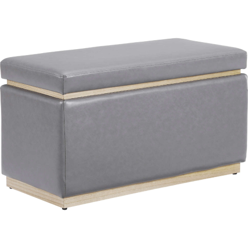 Blanche Ottoman in Grey Eco Leather & Wood