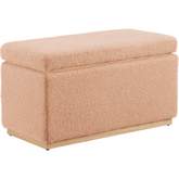 Blanche Ottoman in Tan Sherpa Fabric & Wood