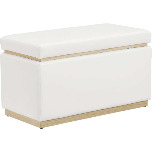 Blanche Ottoman in White Eco Leather & Wood