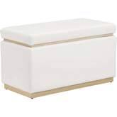 Blanche Ottoman in White Eco Leather & Wood