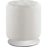 Sikes Swivel Ottoman in Tufted White Eco Leather & Steel