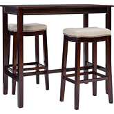 Claridge 3 Piece Bar Height Dining Set in Walnut Finish & Beige Linen