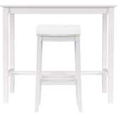 Claridge 3 Piece Bar Height Dining Set in White Wood & White Leatherette