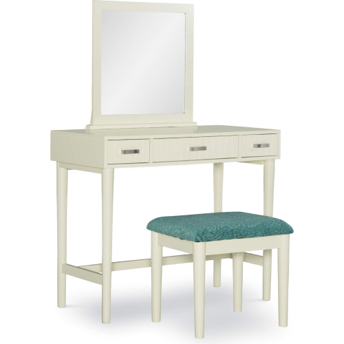 Garbo Bedroom Vanity Set in Cream Wood & Green Fabric