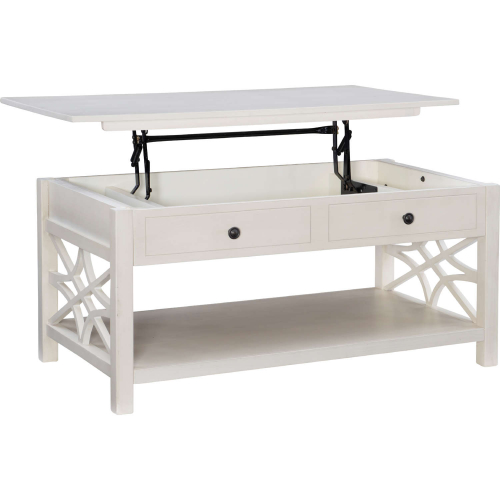 Whitley Lift Top Coffee Table in Antique White Finish Wood