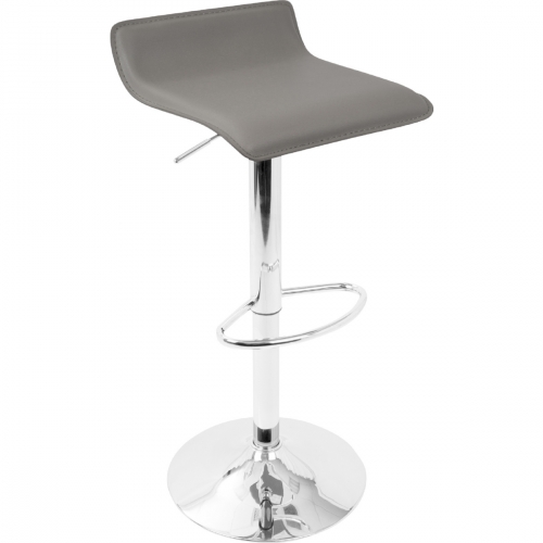 Ale Adjustable Bar Stool in Grey Leatherette (Set of 2)