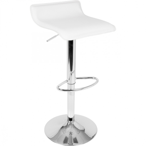 Ale Adjustable Bar Stool in White Leatherette (Set of 2)