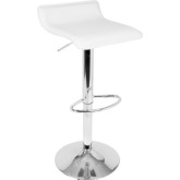 Ale Adjustable Bar Stool in White Leatherette (Set of 2)