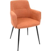 Andrew Dining Accent Chair in Orange Fabric & Black Metal (Set of 2)