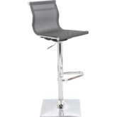 Mirage Adjustable Bar Stool in Silver Mesh Fabric on Chrome Base