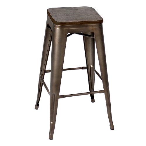 Oregon 30" Pub Stool in Bamboo & Espresso Antique Steel (Set of 2)