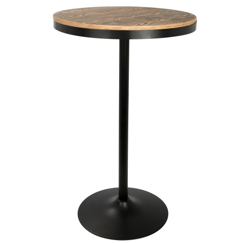 Dakota 27" Round Bar Table in Black Metal & Rustic Brown Wood