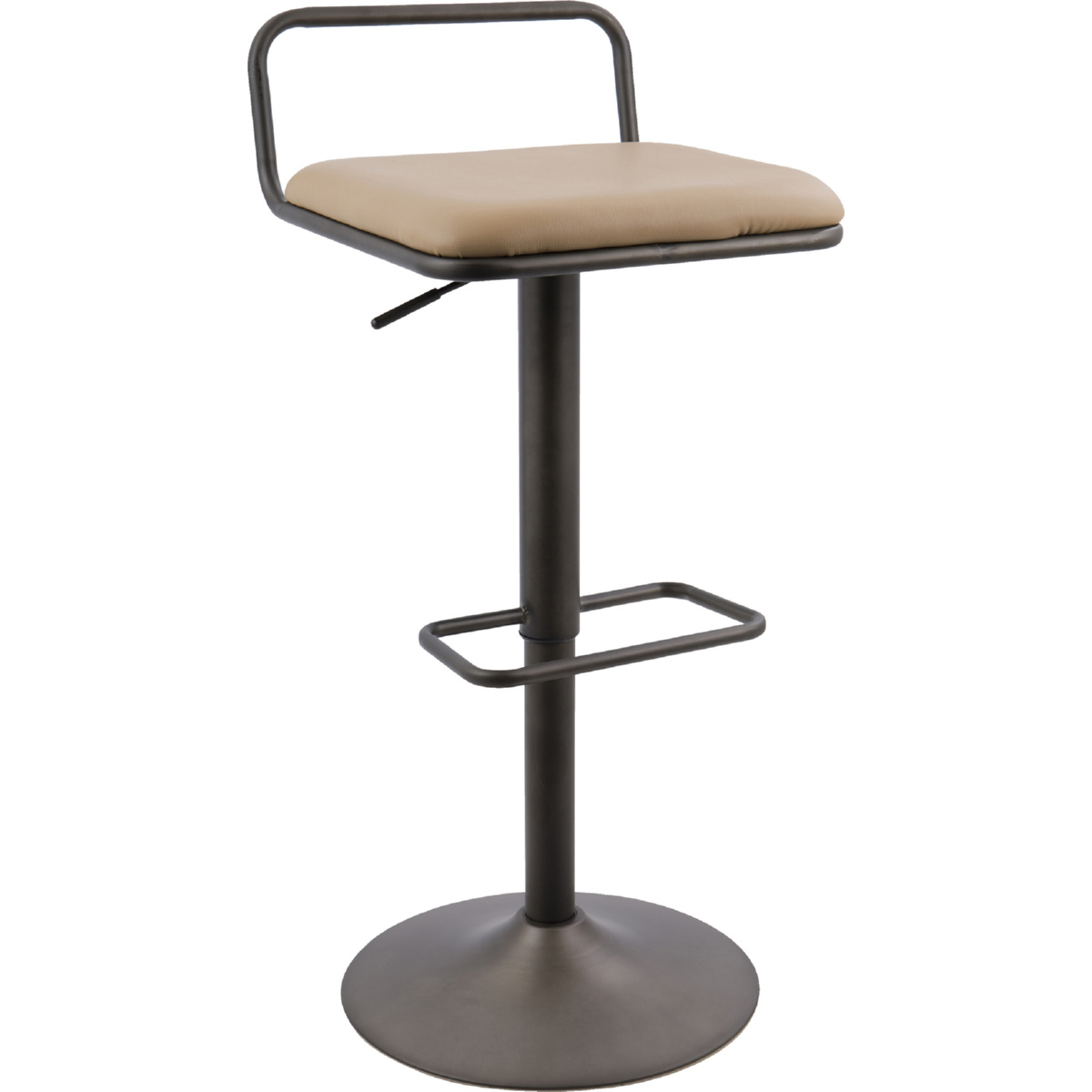 Lumisource BS-BETA AN+CAM2 Beta Adjustable Bar Stool in Camel Leatherette &  Antique Metal (Set of 2)