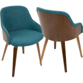 Bacci Dining Accent Chair in Teal Fabric & Walnut Finish