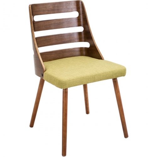 Trevi Chair w/ Walnut Ladder Back & Green Fabric Seat on Wood Legs