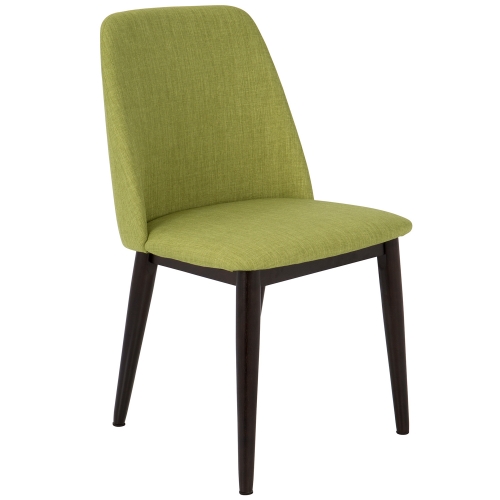 Tintori Dining Chair in Green Woven Fabric on Chrome Base (Set of 2)