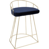 Canary 26" Counter Stool in Blue Velvet & Gold Steel (Set of 2)