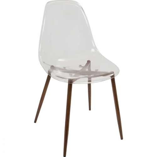 Clara Dining Chair in Clear Polycarbonate & Walnut Finish (Set of 2)