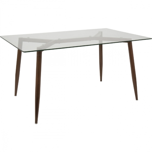 Clara 59" Dining Table in Walnut & Clear Polycarbonate