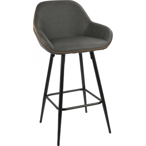 Clubhouse 26" Counter Stool in Black & Grey Vintage Leatherette (Set of 2)