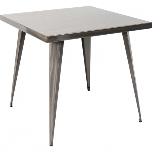 Austin 32" Square Dining Table in Clear Brushed Silver Metal