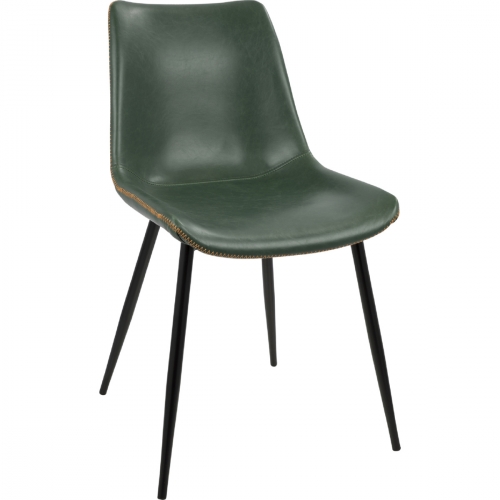 Durango Dining Chair in Vintage Green Leatherette & Black Metal (Set of 2)