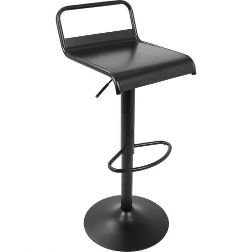 Emery Adjustable Swivel Bar Stool in Black Metal (Set of 2)