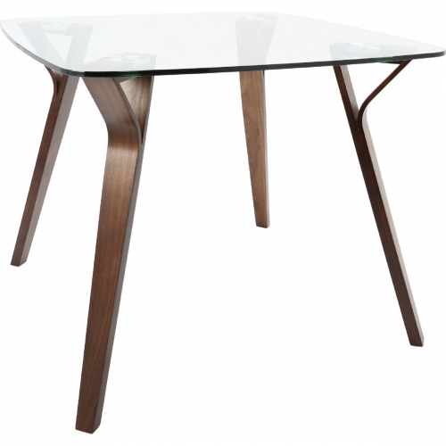 Folia 38" Dining Table in Walnut w/ Glass Top