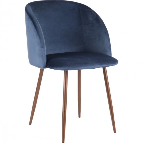 Fran Dining Chair in Blue Velvet & Walnut Finish (Set of 2)