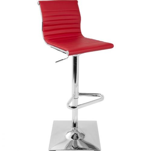 Master Adjustable Swivel Bar Stool in Red Leatherette & Chrome