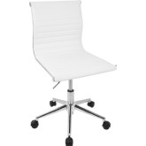 Master Armless Adjustable Task Office Chair in White Leatherette & Chrome