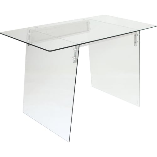 Glacier Desk in Clear Tempered Glass & Chrome Stainless Steel