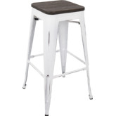 Oregon Stackable 30" Bar Stool in Espresso Bamboo & Vintage White (Set of 2)