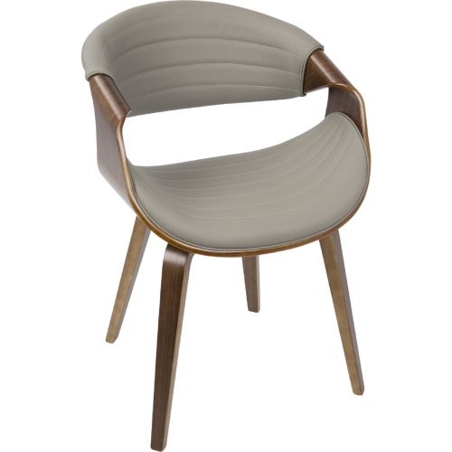 Symphony Dining Accent Chair in Grey Leatherette & Walnut Finish