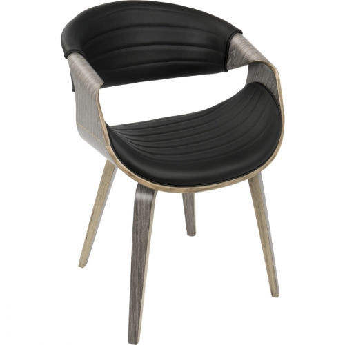 Symphony Dining Accent Chair in Light Grey w/ Black Leatherette