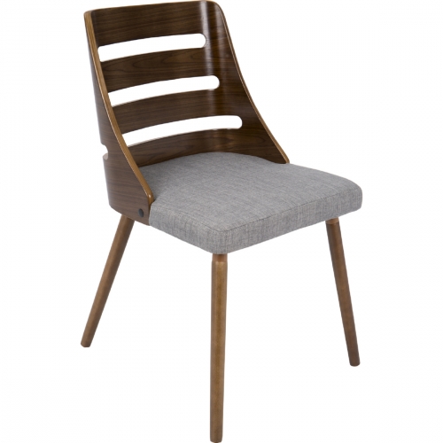 Trevi Dining Accent Chair in Grey Fabric & Walnut Finish