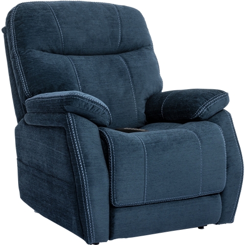 Velvety Layflat Lift Recliner in Navy Blue Fabric