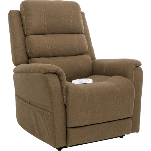 Merino Layflat Lift Recliner in Latte Brown Fabric