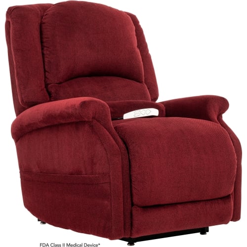 Domain Layflat Lift Recliner w/ Heat & Massage in Scarlet Fabric