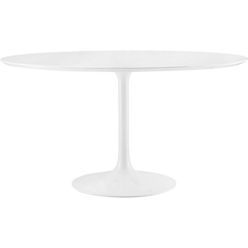 Lippa 54" Round Tulip Dining Table in White Wood Top