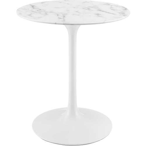 Lippa 28" Faux Marble Top on White Base Dining Table