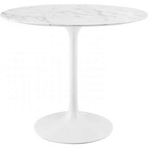 Lippa 36" Faux Marble Top on White Base Dining Table