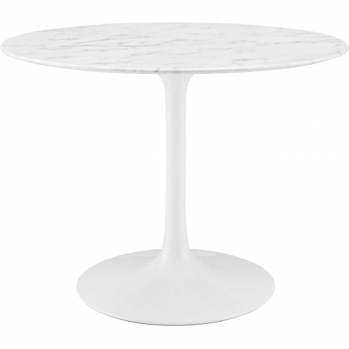 Lippa 40" Faux Marble Top on White Base Dining Table