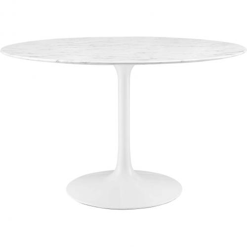 Lippa 47" Faux Marble Top on White Base Dining Table