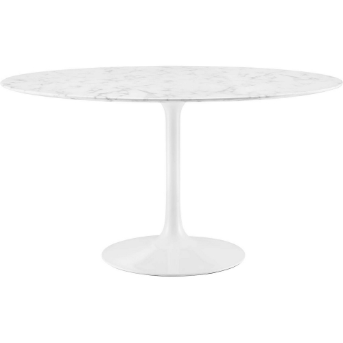 Lippa 54" Faux Marble Top on White Base Dining Table