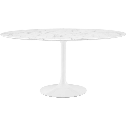 Lippa 60" Faux Marble Top on White Base Dining Table