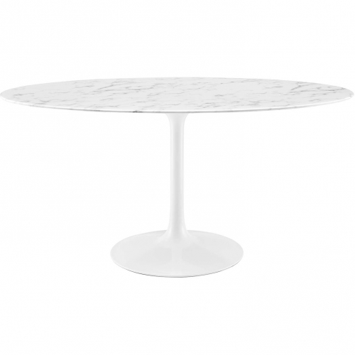 Lippa 60" Oval Dining Table in Faux White Marble